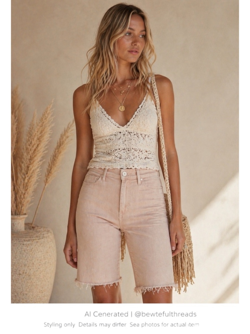 Blush High Rise Stretch Denim Bermuda Short Raw Hem Minimalist Y2K